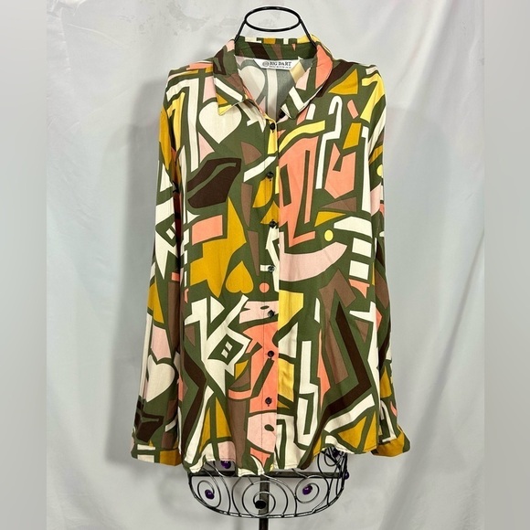 Big Dart colorful geometric button down size M - Picture 1 of 7